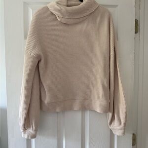 Banana Republic Cream Cowl Neck Sweater with Balloon Sleeves